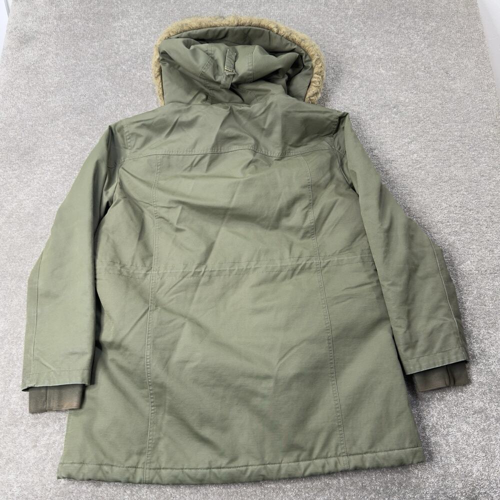 JCrew Perfect Winter Parka Olive Quilted Lined Faux Fur Hood Coat‎ Womens *L - Picture 5 of 13